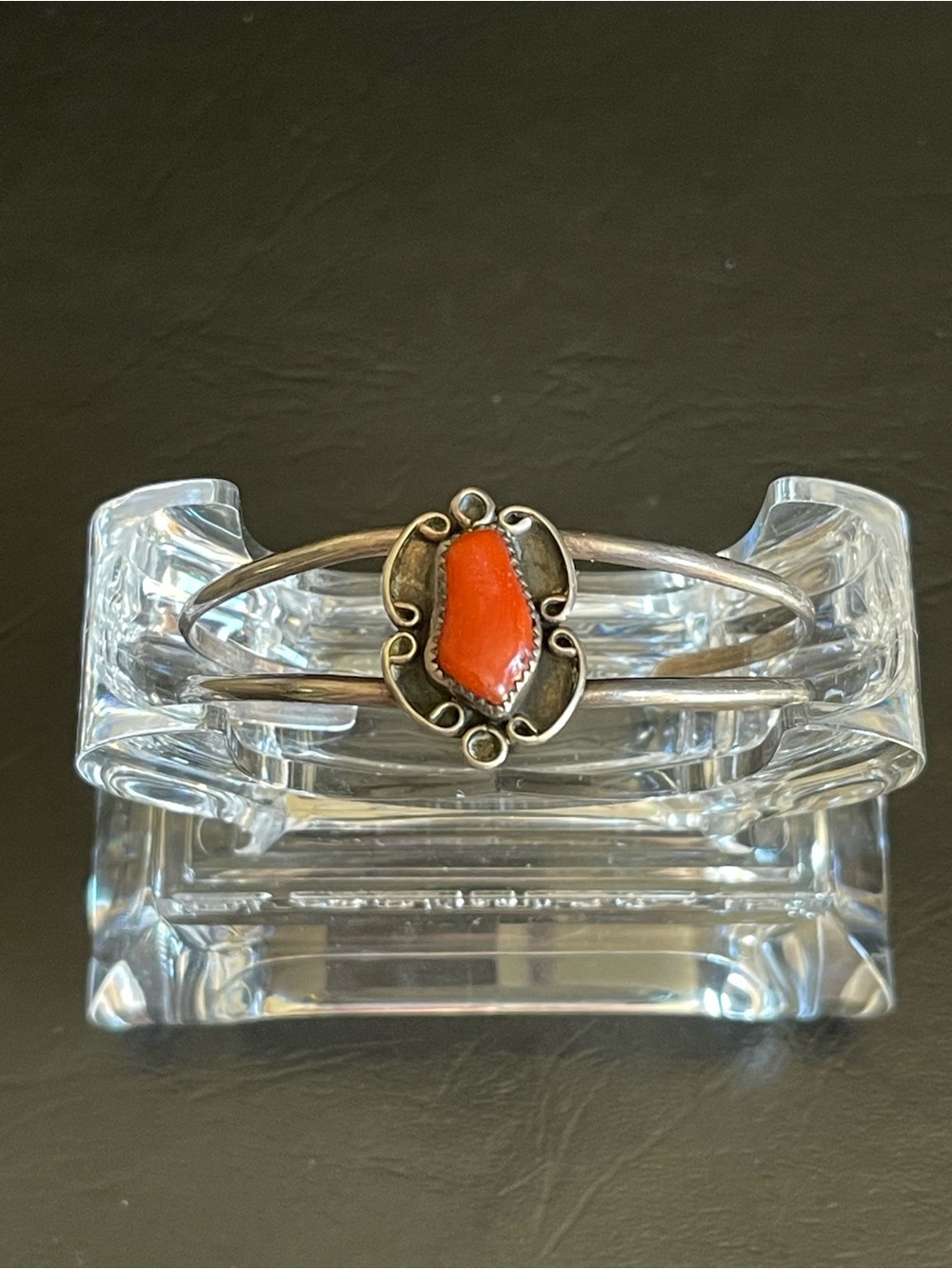 Navajo Native Sterling Silver natural Red Coral Cuff Bracelet.